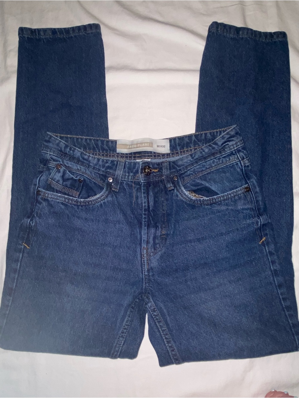 Free Planet Men’s Straight Leg Dark Blue Jeans